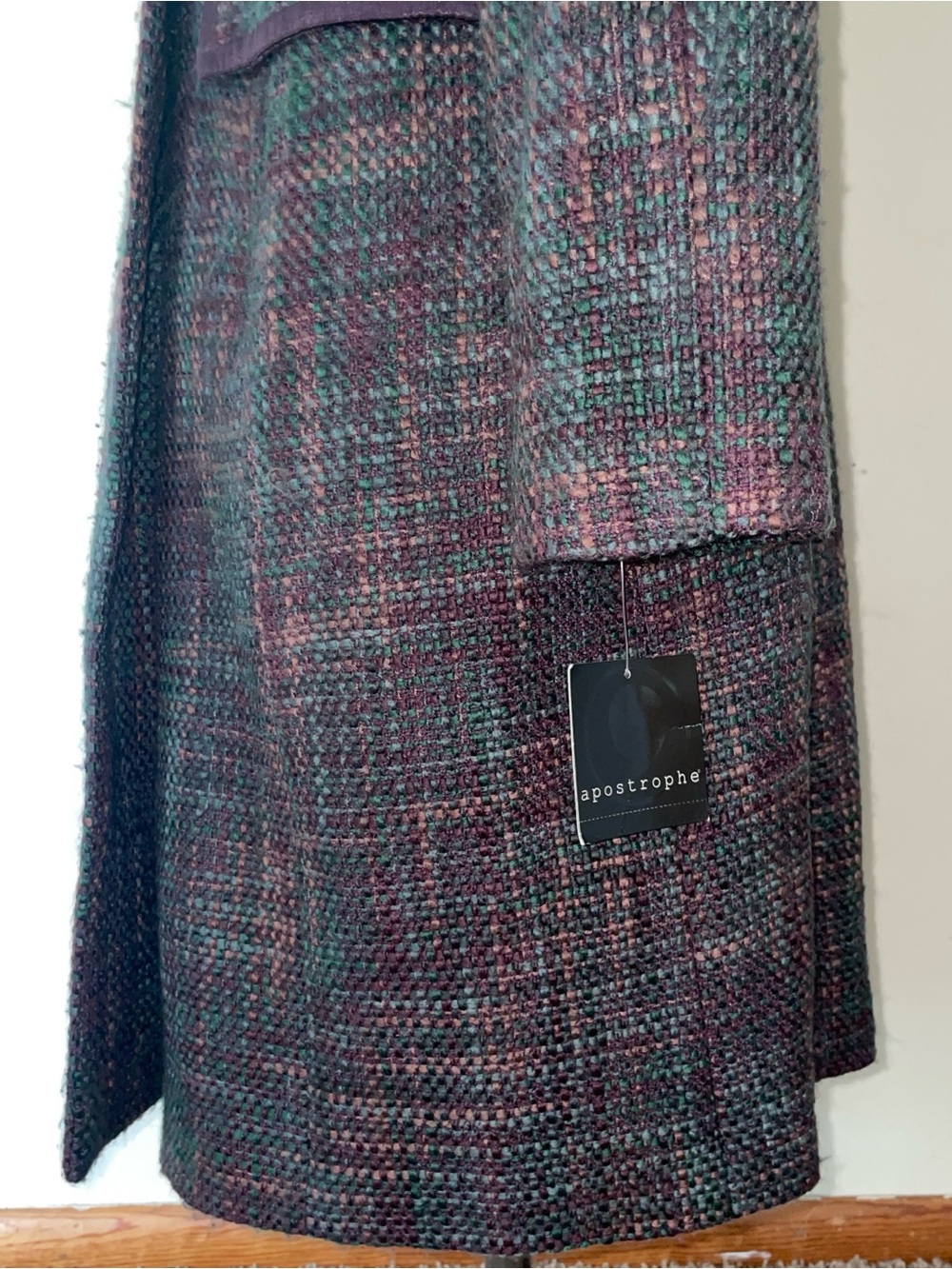 Aeropostale Double-Breasted Tweed Pea Coat in Plum and Teal - Picture 3 of 7